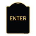 Signmission Designer Series Sign-Enter Sign Enter, Black & Gold Aluminum Sign, 18" x 24", BG-1824-24096 A-DES-BG-1824-24096